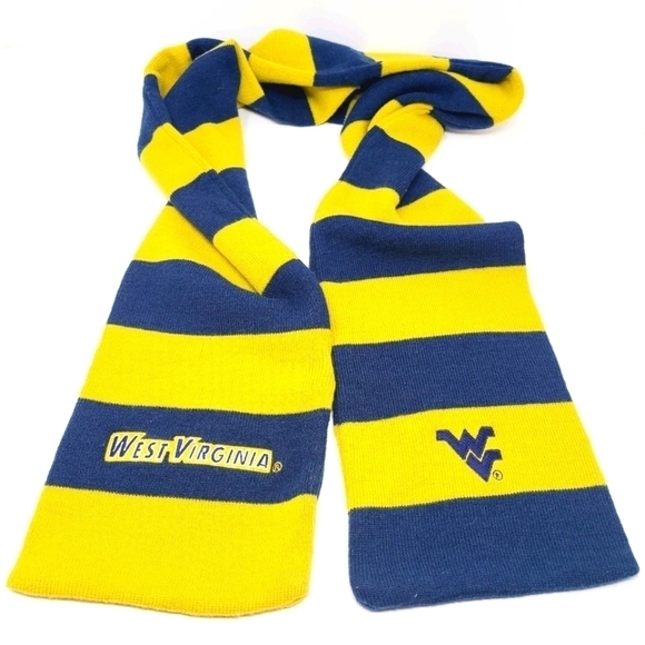 Forever Collectibles | Blue and Gold WVU Striped Mountaineer Scarf - Picture 1 of 8